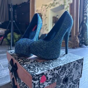 Blue rhinestone platform pumps from Bordello - Size 8 - NEW!